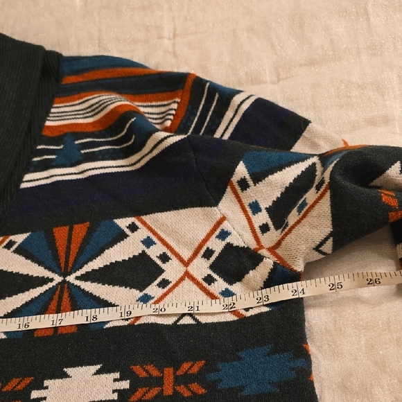 Paul Jones Men's Patterned Cardigan in Blue, Orange, and White - Picture 13 of 15